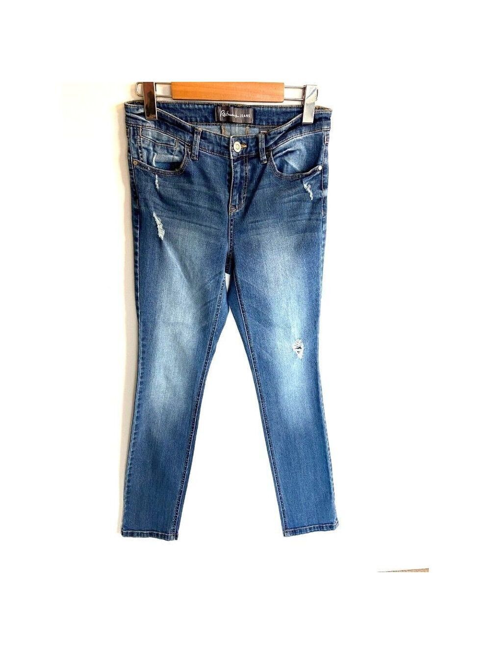 Reitmans Jeans Women's Skinny Blue Distressed Jeans Size Petite 27
